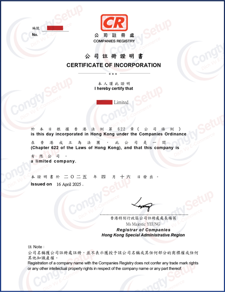 Thành Lập Công Ty Tại Hồng Kông