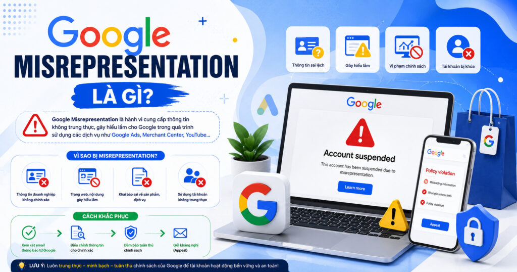 Misrepresentation với tài khoản Google Merchant Center