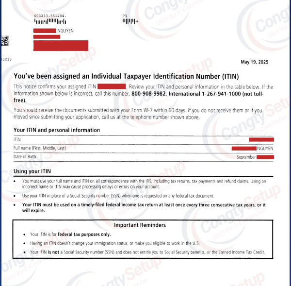 Đăng Ký ITIN (Individual Taxpayer Identification Number)