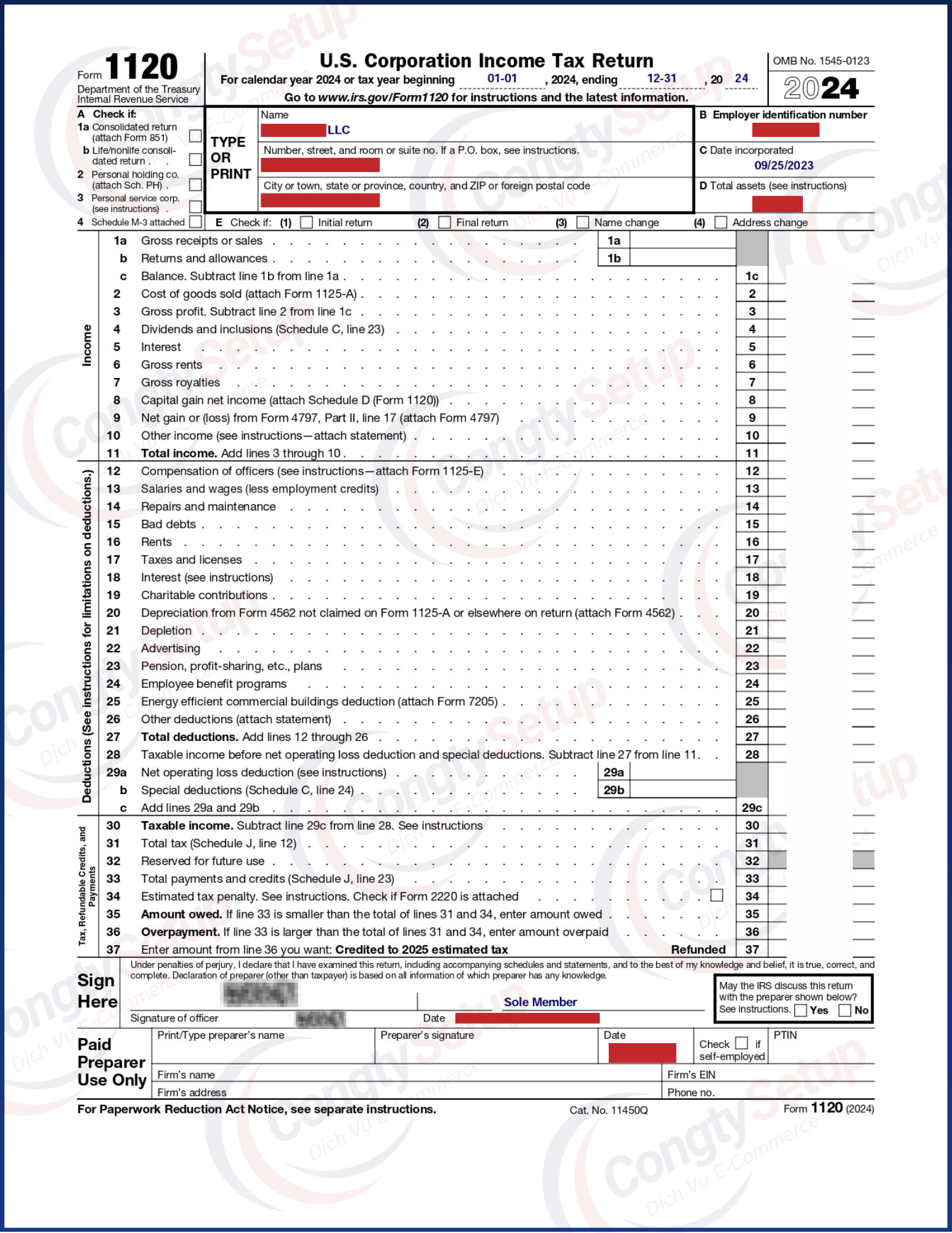 Khai thuế Form 1120 & 5472 cho LLC tại Mỹ