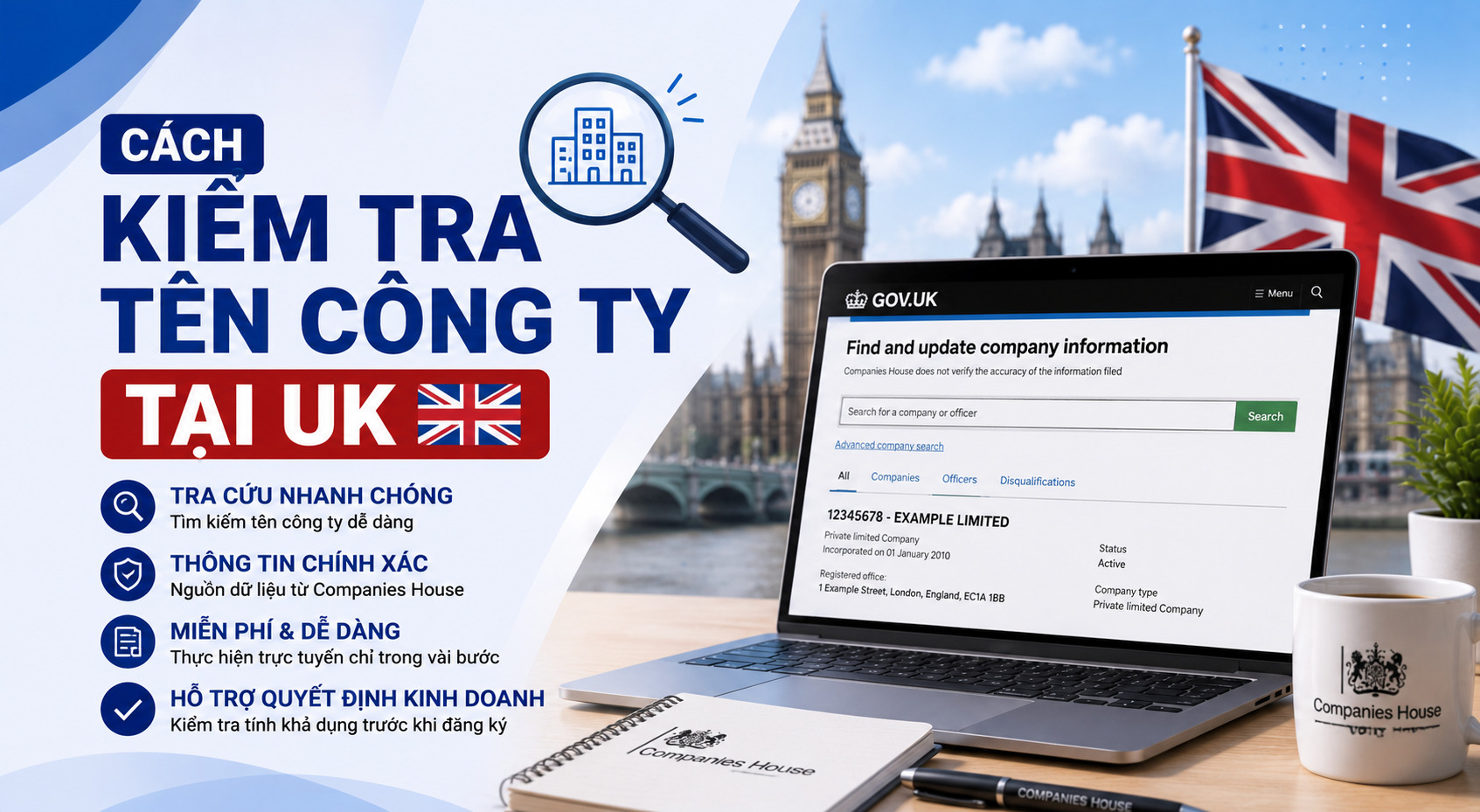Cách kiểm tra tên công ty tại Anh