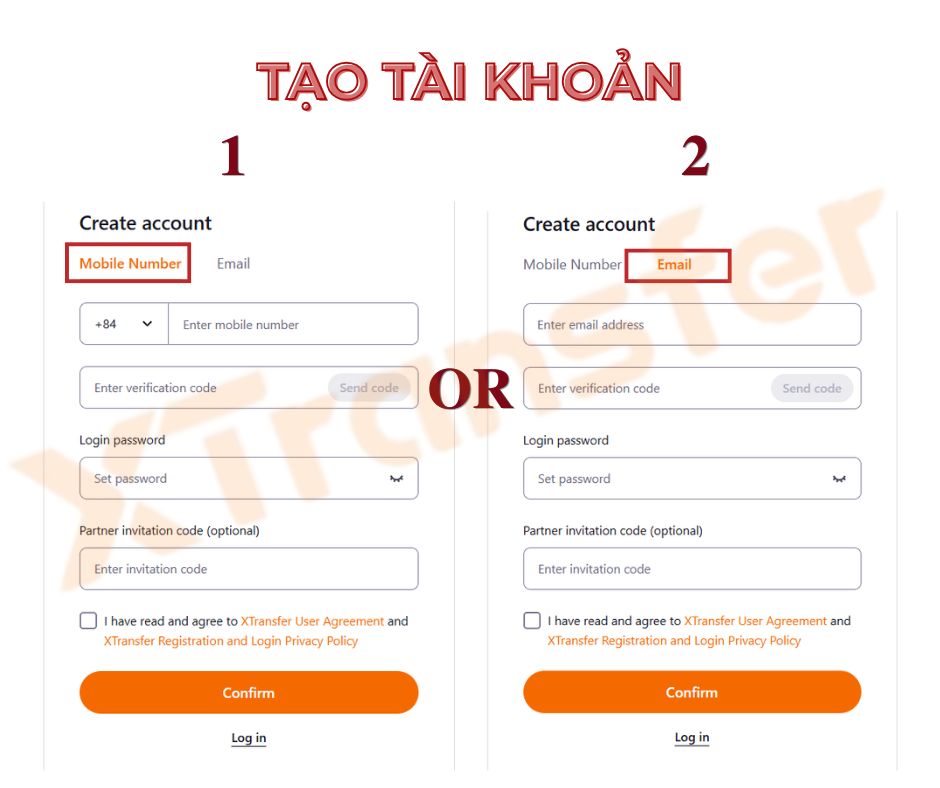 Tạo tài khoản XTransfer