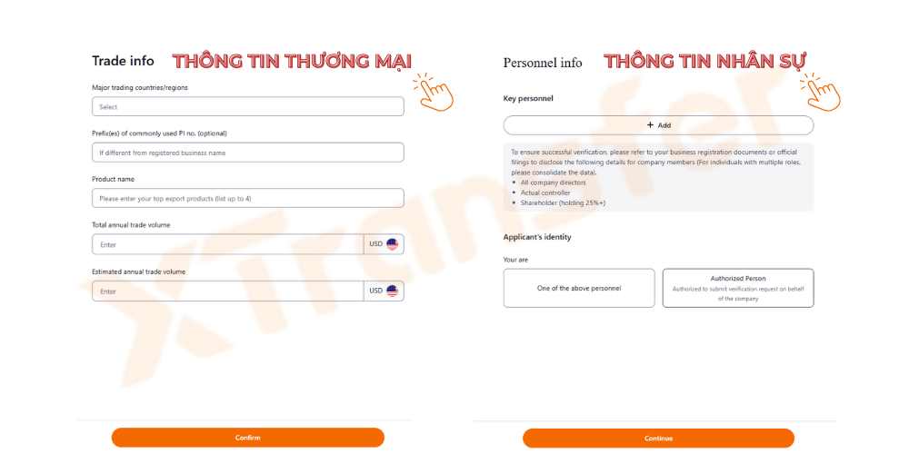 điền thông tin XTransfer