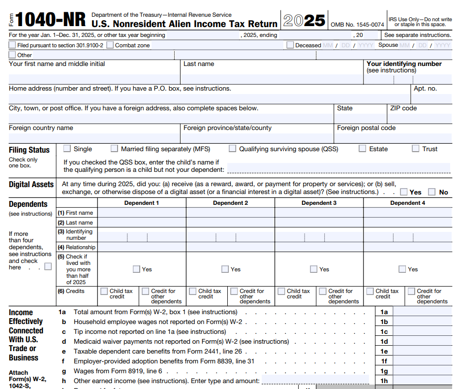 FORM 1040 NR