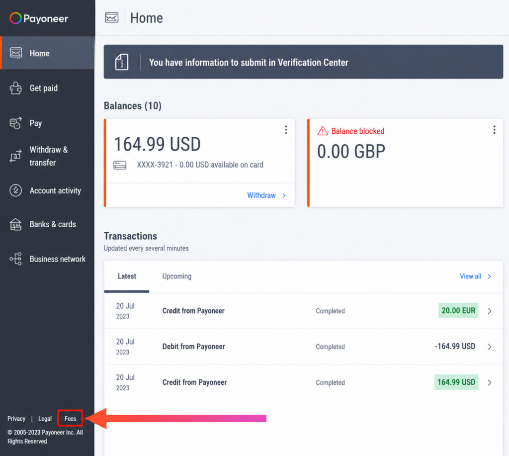 phí payoneer