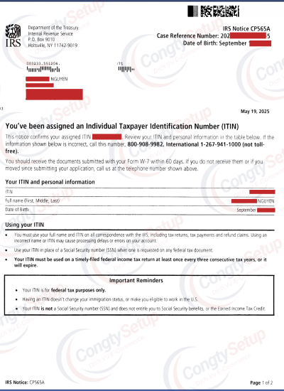 Đăng Ký ITIN (Individual Taxpayer Identification Number)