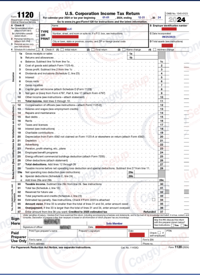 Khai thuế Form 1120 & 5472 cho LLC tại Mỹ