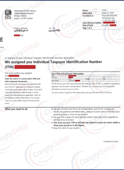 Đăng Ký ITIN (Individual Taxpayer Identification Number)