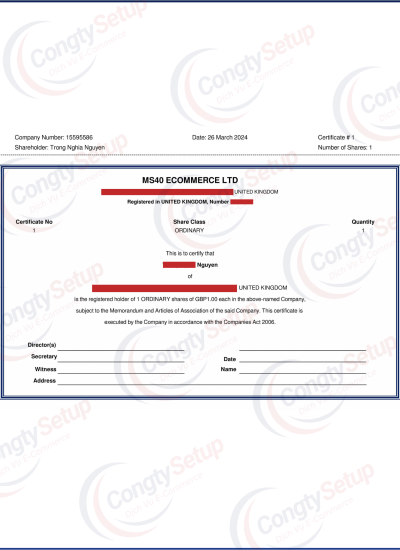 Đăng Ký Công Ty LTD tại Anh Quốc