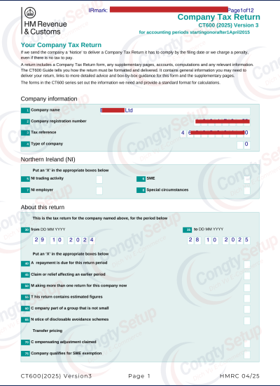 Khai Thuế Công Ty tại Anh